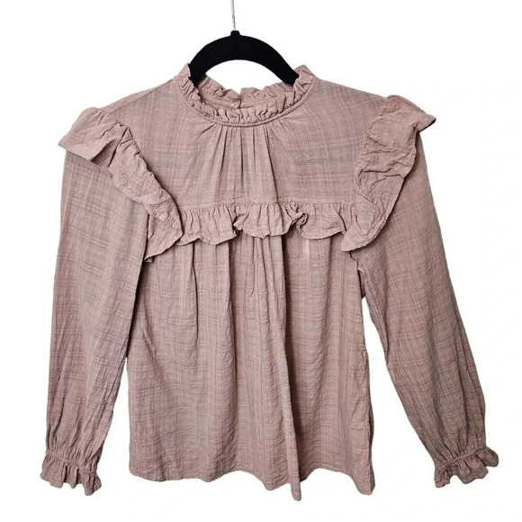 Universal Thread Pink Mauve Women's Ruffle Long Sleeve Blouse - Picture 2 of 9
